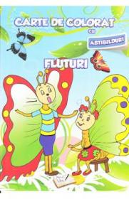 Fluturi - Carte de colorat cu abtibilduri - -