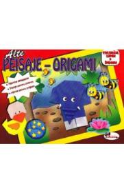 Peisaje-Origami (rosu) - Coloram, lipim si indoim - -